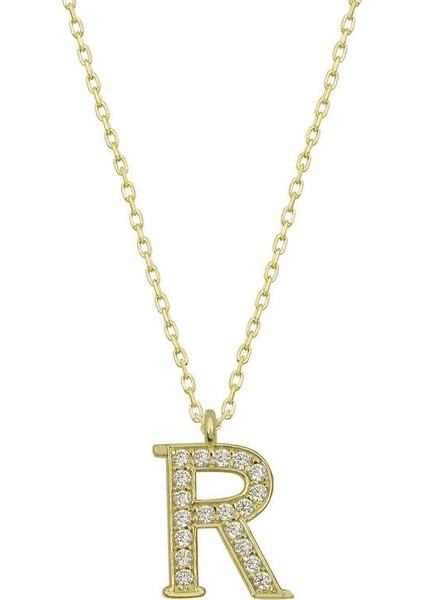 925 Ayar Gümüş R Harfi Kadın Gümüş Kolye