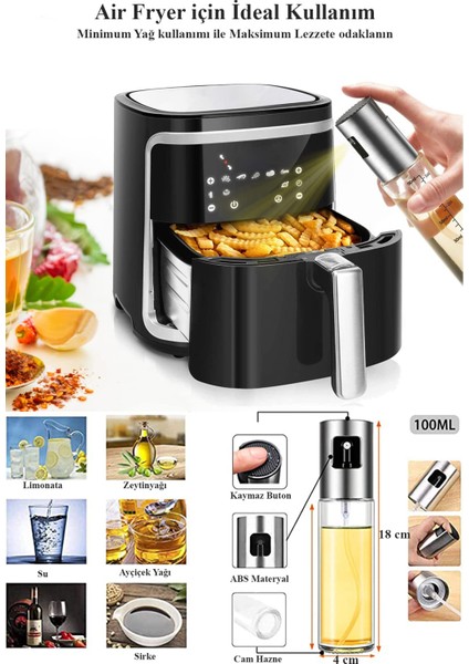 Sprey Cam Şişe Zeytinyağı Sirke Püskürtücü Yağdanlık-Airfryer Yağdanlığı