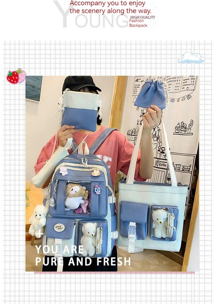 Laıe Oda Sevimli Ayı Büyük Kapasiteli Öğrenci Çantası Seti 5 Parça Set (Yurt Dışından) fiyatları