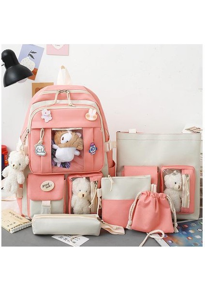 Laıe Oda Sevimli Ayı Büyük Kapasiteli Öğrenci Çantası Seti 5 Parça Set (Yurt Dışından) modelleri