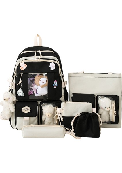 Laıe Oda Sevimli Ayı Büyük Kapasiteli Öğrenci Çantası Seti 5 Parça Set (Yurt Dışından)