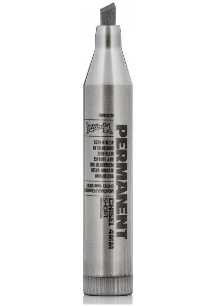 : Permanent Kısa Markör : Kesik Uç : 4 mm (Silver)