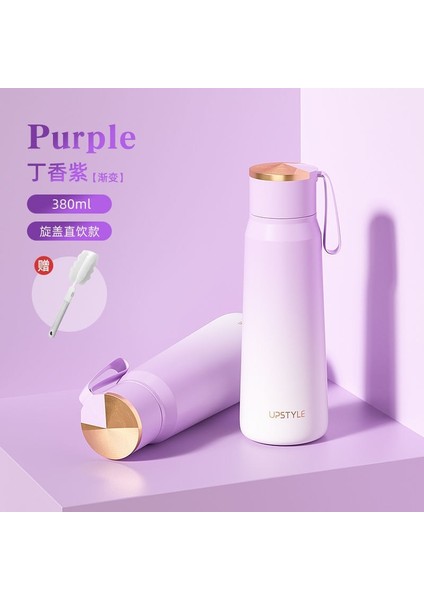 380ML Termos Paslanmaz Çelik Içme Suyu Taşınabilir Bayanlar Saman Basit Çelik Bardak (Yurt Dışından)