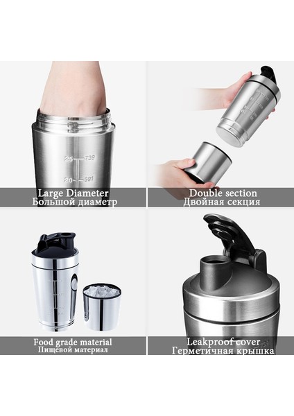 750ML Çıkarılabilir Peynir Altı Suyu Protein Tozu Spor Fitness Çalkalayıcı Su Şişesi Paslanmaz Çelik Bardak Vakum Blender Açık Içecek (Yurt Dışından) indirimleri