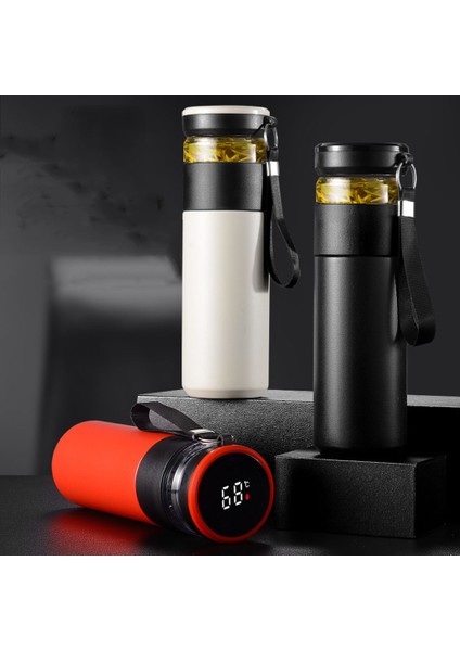 450ML Termos Dijital LED Dokunmatik Ekran Sıcaklık Paslanmaz Çelik Çay Şişesi Filtresi (Yurt Dışından)