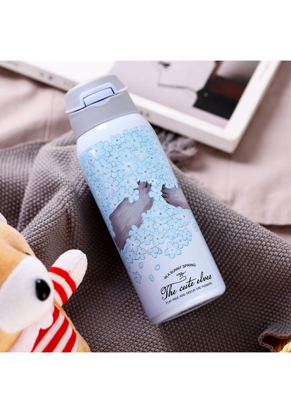 500ML Çift Yalıtımlı Kupa Paslanmaz Çelik Saman Seyahat Çay Kahve Kupası (Yurt Dışından)