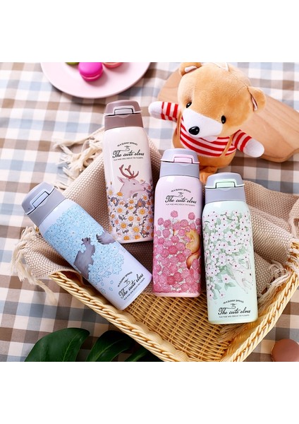 500ML Çift Yalıtımlı Kupa Paslanmaz Çelik Saman Seyahat Çay Kahve Kupası (Yurt Dışından)
