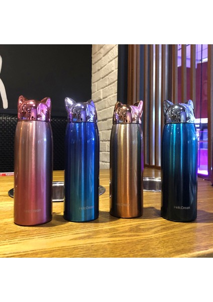 300ML Termos Paslanmaz Çelik Sevimli Kedi Kulakları Taşınabilir Seyahat Açık Kupa Kahve Çay Süt (Yurt Dışından)
