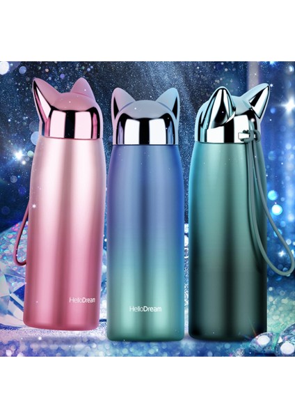 300ML Termos Paslanmaz Çelik Sevimli Kedi Kulakları Taşınabilir Seyahat Açık Kupa Kahve Çay Süt (Yurt Dışından)