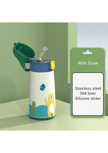 Çocuk Termos Kupa Kupa Çift Paslanmaz Çelik Karikatür Bardak Sevimli (Yurt Dışından)