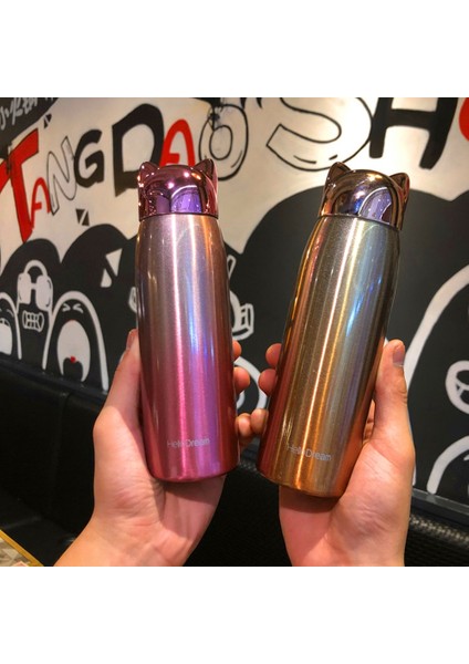 300ML Termos Paslanmaz Çelik Sevimli Kedi Kulakları Taşınabilir Seyahat Açık Kupa Kahve Çay Süt (Yurt Dışından) fiyatları