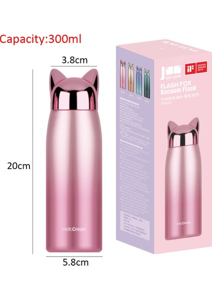 300ML Termos Paslanmaz Çelik Sevimli Kedi Kulakları Taşınabilir Seyahat Açık Kupa Kahve Çay Süt (Yurt Dışından) fırsatları