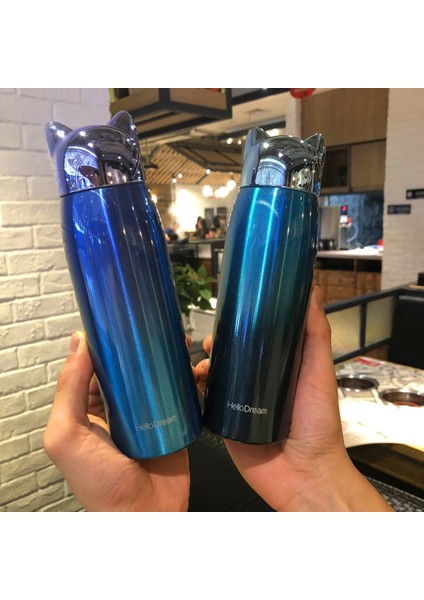 300ML Termos Paslanmaz Çelik Sevimli Kedi Kulakları Taşınabilir Seyahat Açık Kupa Kahve Çay Süt (Yurt Dışından)
