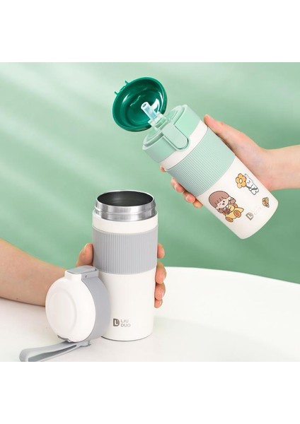 430ML Çift Katmanlı Paslanmaz Çelik Termos Saman Seyahat Hediyesi (Yurt Dışından)