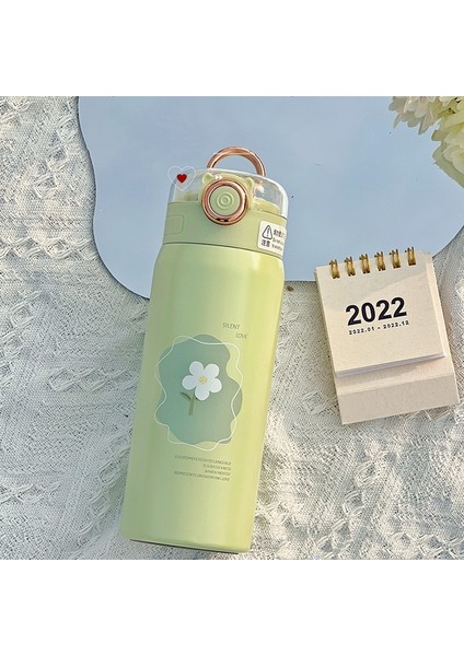 Çift Katmanlı Paslanmaz Çelik Termos Saman Taşınabilir Sevimli Termos Bardak Öğrenci Bardak (Yurt Dışından)