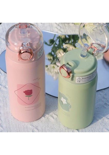 Çift Katmanlı Paslanmaz Çelik Termos Saman Taşınabilir Sevimli Termos Bardak Öğrenci Bardak (Yurt Dışından) fırsatları