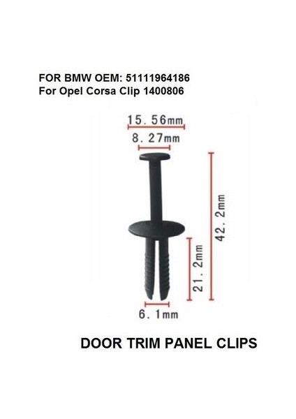 Opel Meriva A-B Tampon Klipsi 51111964186 50 Adet