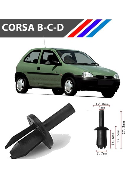 Opel Corsa B-C-D Davlumbaz Klipsi 1719242 100 Adet