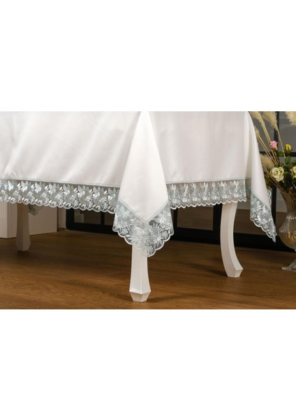 Olga Lüx Polyester Kumaş Kreme Mint Masa Örtüsü 160 x 220 cm - 1226 indirimleri