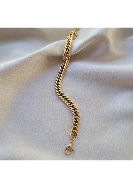 Paslanmaz Çelik Unisex Kalın Örme Küba Model Zincir Bileklik fiyatları