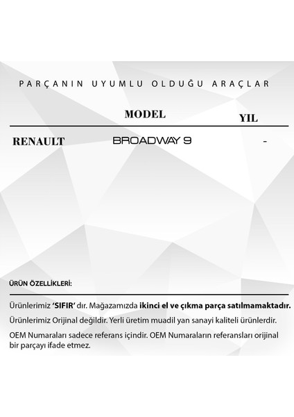 DNC Auto Part Renault 9 Broadway Için Kilometre Sıfırlama Çubuğu