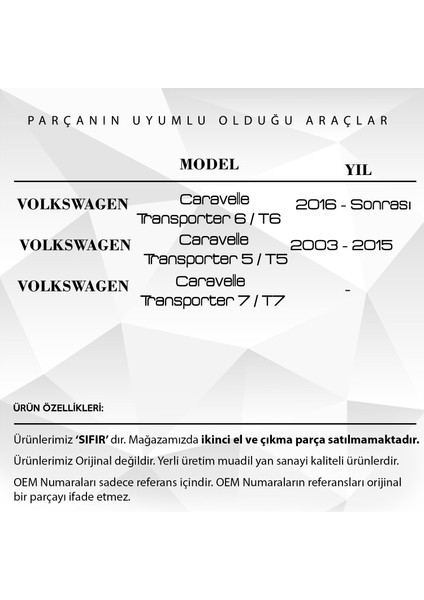 DNC Auto Part Volkswagen Vw Caravelle Için Kol Dayama Kolçak Burcu Demiri Sağ