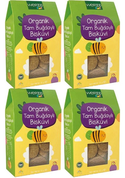 Kids Organik Tam Buğdaylı Bisküvi 4 x 55 gr