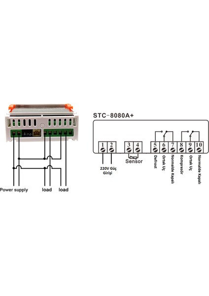 STC-8080A+ 220V 7A Soğutma&defrost Termostat