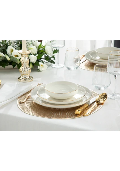 English Home Torino Porselen 15CM-27CM-21CM Yemek Takımı 18 Parça Gold