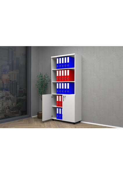 Yarım Kapak Dolap 80x35x185 Beyaz
