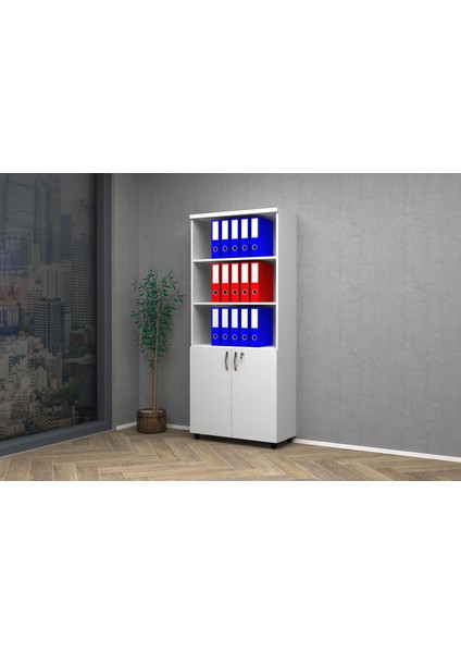 Yarım Kapak Dolap 80x35x185 Beyaz