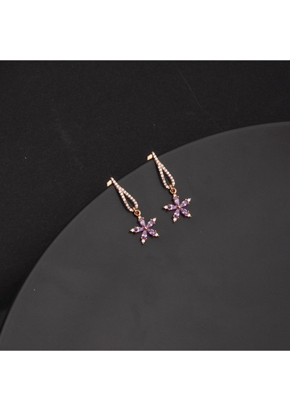 925 Ayar Gümüş Ametist Nergis Çiçeği Kanat Küpe fiyatları