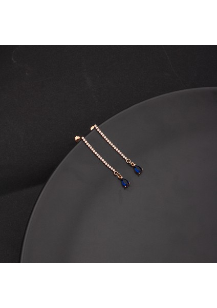 925 Ayar Gümüş Damla Safir Su Yolu Küpe fiyatları