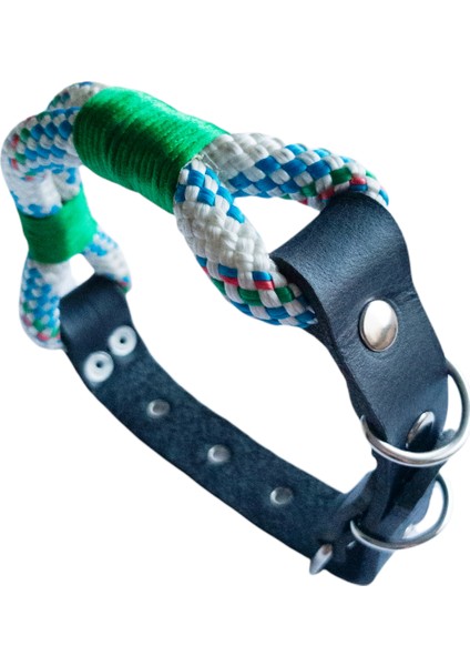Köpek boyun tasması hakiki deri siyah halat kalınlık:10mm boyun ölçüsü:S.27-35cm ayarlamalı dog collar T5-4S