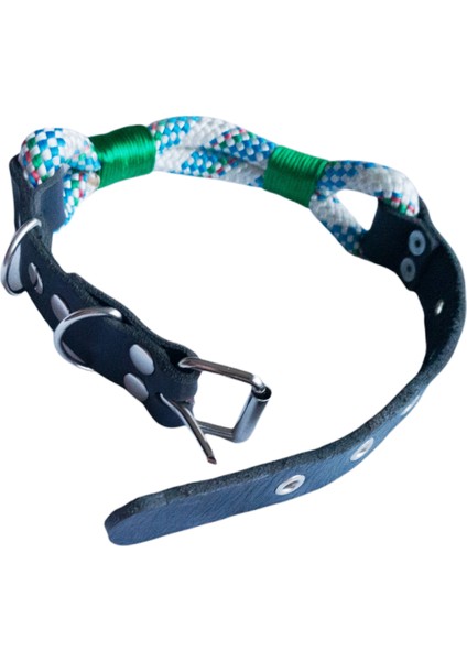Köpek boyun tasması hakiki deri siyah halat kalınlık:10mm boyun ölçüsü:S.27-35cm ayarlamalı dog collar T5-4S