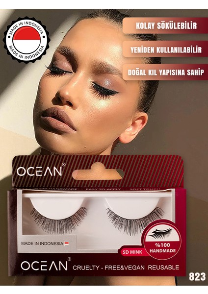 Doğal Takma Kirpik, Doğal Kıl Yapısı, Bütün Kirpik, Tekrar Uygulanabilir 823 Kirpik