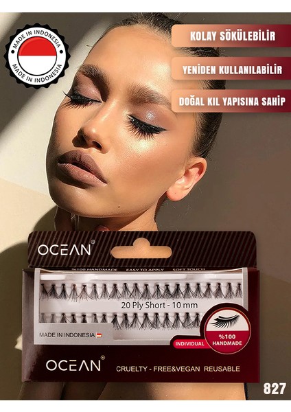 Doğal Takma Kirpik, Doğal Kıl Yapısı, Tekli Kirpik, Tekrar Uygulanabilir 827 Kirpik