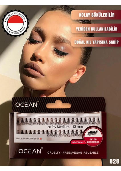 Doğal Takma Kirpik Doğal Kıl Yapısı Tekli Kirpik Tekrar Uygulanabilir 828 Kirpik