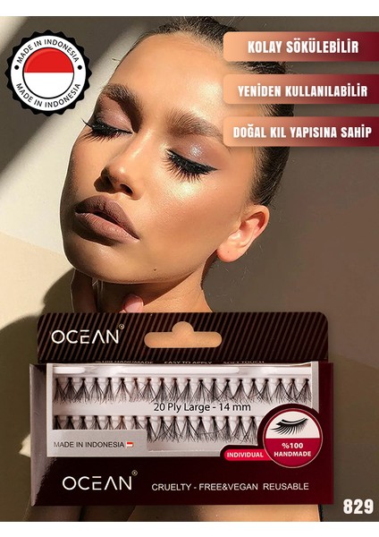 Doğal Takma Kirpik, Doğal Kıl Yapısı, Tekli Kirpik, Tekrar Uygulanabilir 829 Kirpik