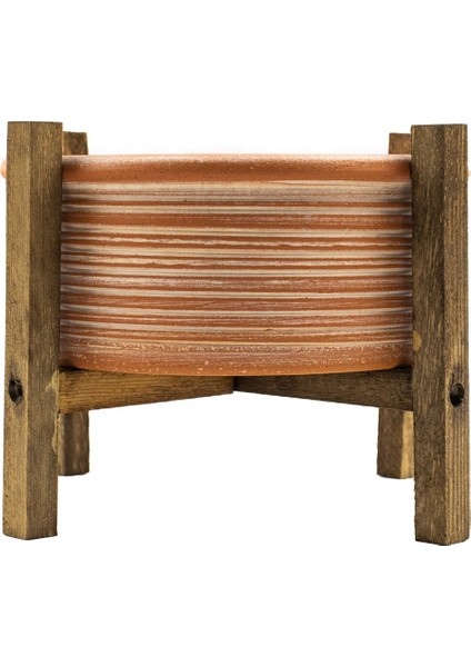 Ev Dekorasyon Terakota Yan Çizgi Desenli Toprak Aranjman ve Bonzai Saksı 4 Ayaklı