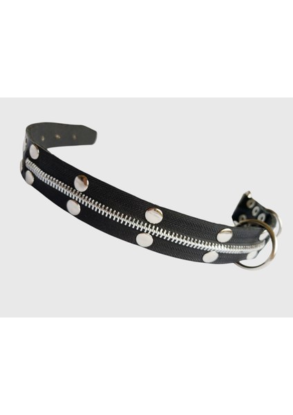 Köpek boyun tasması siyah deri fermuarlı kalınlık:4mm genişlik:3cm boyun ölçüsü:24-32cm ayarlamalı dog collar T5-23XS