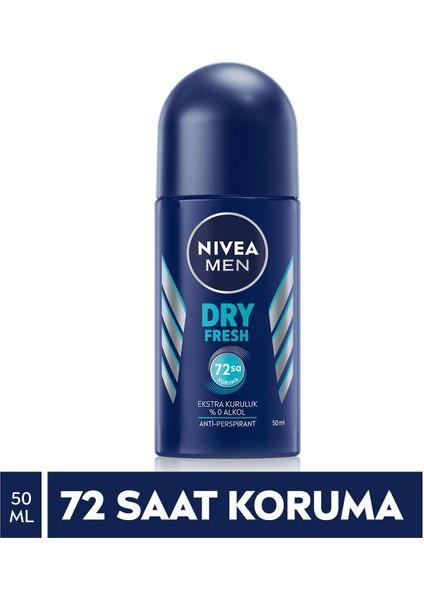 Men Erkek Roll On Deodorant Dry Fresh 50ml; Ter ve Ter Kokusuna Karşı 48 Saat Çift Etkili Anti-perspirant