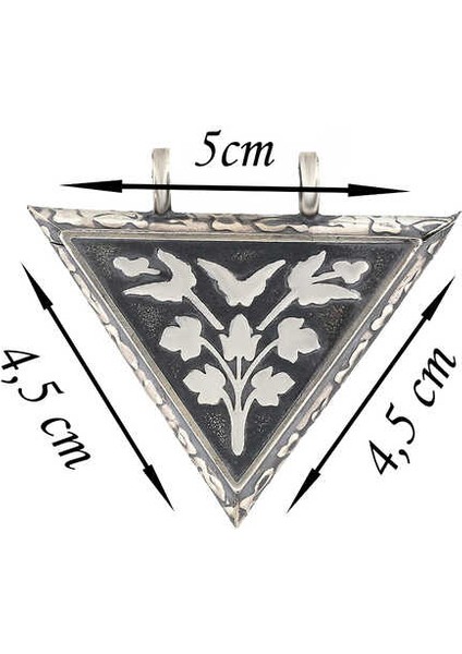 925 Ayar Gümüş Üçgen Içi Açılabilen Çiçek Muskalık Gümüş Kolye