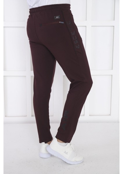 Erkek Spor Mürdüm Eşofman Altı, Süper İki İplik, 4 Mevsim, Slimfit Kalıp - 1905