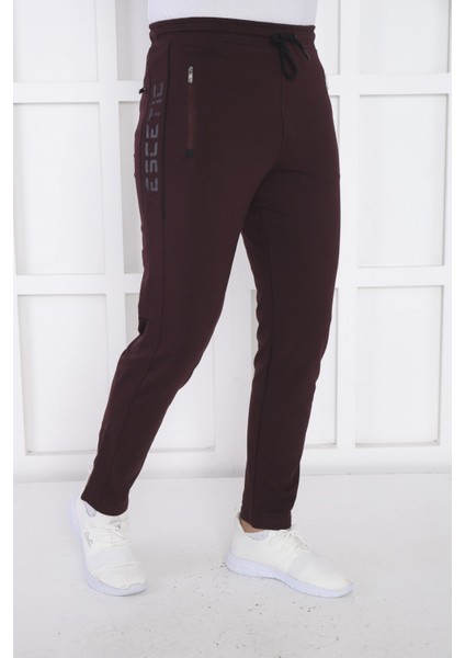 Erkek Spor Mürdüm Eşofman Altı, Süper İki İplik, 4 Mevsim, Slimfit Kalıp - 1905 fiyatları