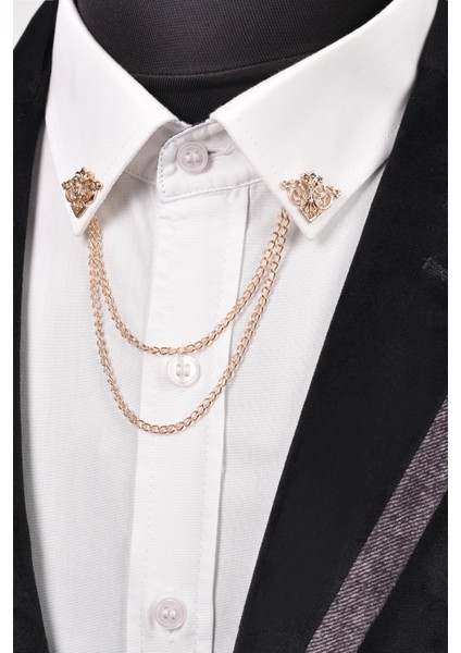 Desenli Zincirli Gömlek Yaka