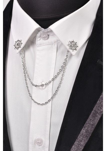 Dümen Figürlü Zincirli Yaka Broş