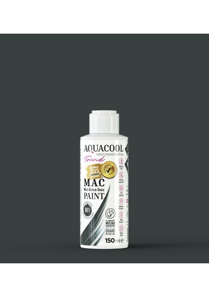 M.a.c Su Bazlı Akrilik Hobi Boyası 881 Antrasit Gri 150 ml