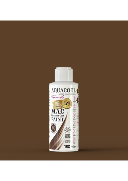 M.a.c Su Bazlı Akrilik Hobi Boyası 830 Sıcak Kahve 150 ml