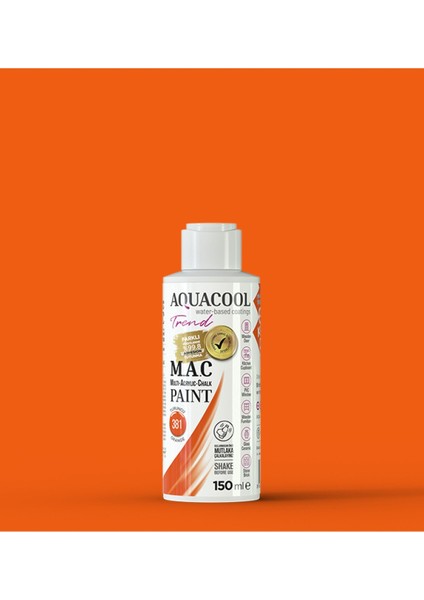 M.a.c Su Bazlı Akrilik Hobi Boyası 381 Turuncu 150 ml